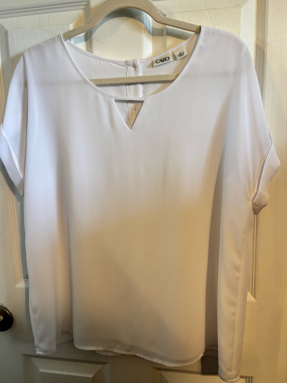 😍CATO White Short-Sleeve V-Neck Blouse SZ Large